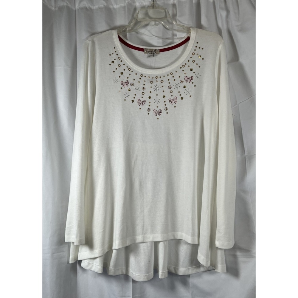 NWT One World Shirt Top Blouse Pullover Scoop Neck Women's Large Ivory